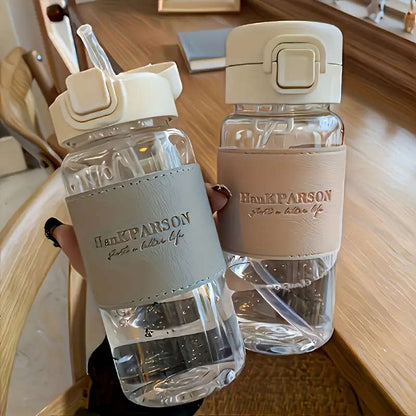 1pcs 500ml BPA Free Plastic Water Bottle with Straw Flip Cap Leakproof and Durable for Outdoor Sports
