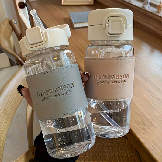1pcs 500ml BPA Free Plastic Water Bottle with Straw Flip Cap Leakproof and Durable for Outdoor Sports