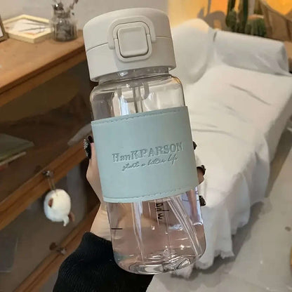 1pcs 500ml BPA Free Plastic Water Bottle with Straw Flip Cap Leakproof and Durable for Outdoor Sports