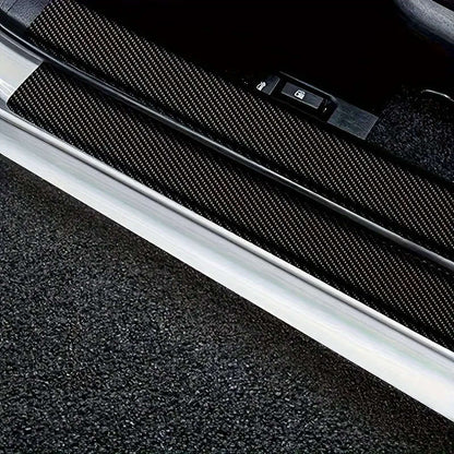 5 Pack Carbon Fiber Door Sill Protectors to Prevent Dirt and Scratches for Cars