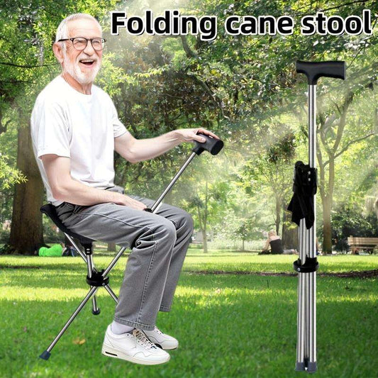 1 2-in-1 folding cane and stool
