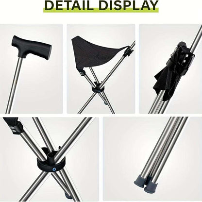 1 2-in-1 folding cane and stool