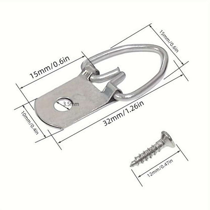 Metal D-ring picture hanger (with screws)