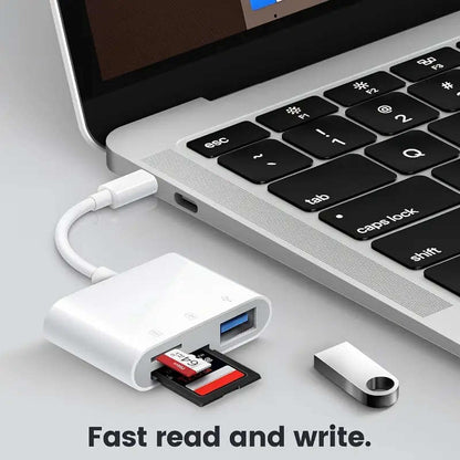 High-speed 3-in-1 USB-C SD card reader