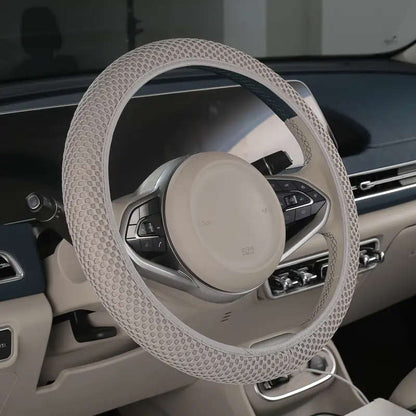 Breathable ice silk fiber cloth car steering wheel cover