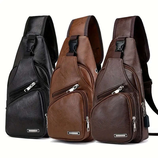 1 x Men's PU leather messenger bag