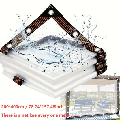 1 transparent waterproof tarpaulin with cable loop 2m×4m
