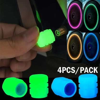 4 luminous tire valve covers