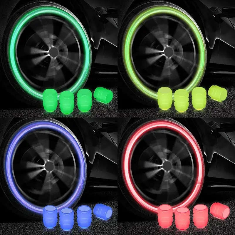4 luminous tire valve covers