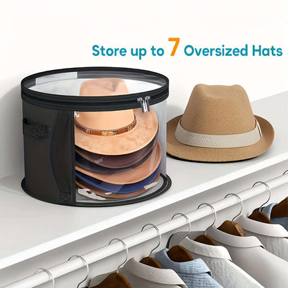 Chic and simple transparent hat storage bag with transparent viewing window, double zipper, sturdy and durable
