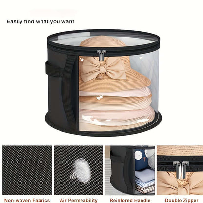 Chic and simple transparent hat storage bag with transparent viewing window, double zipper, sturdy and durable