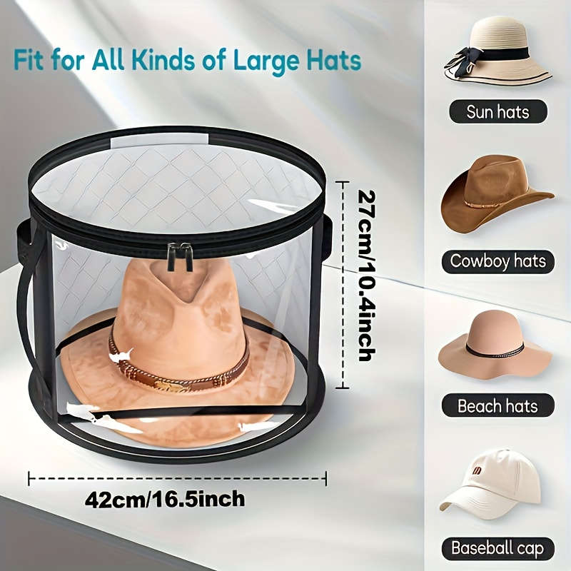 Chic and simple transparent hat storage bag with transparent viewing window, double zipper, sturdy and durable