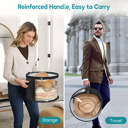 Chic and simple transparent hat storage bag with transparent viewing window, double zipper, sturdy and durable