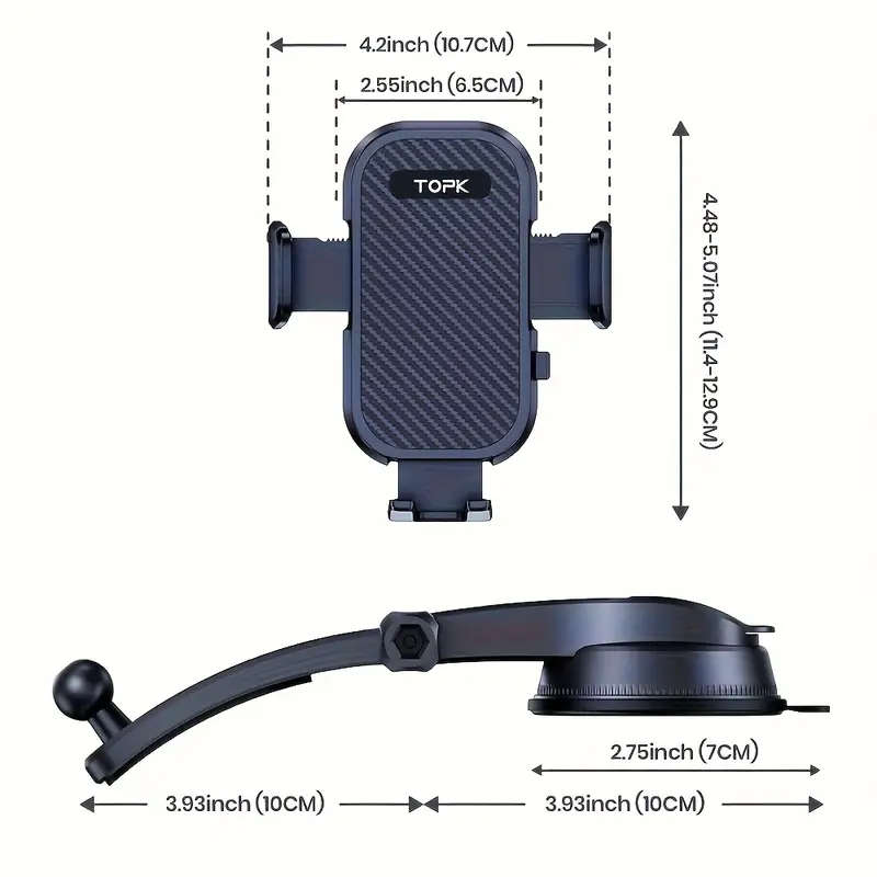Adjustable car dashboard phone holder