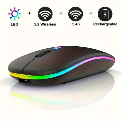 1pcs Wireless Mouse Dual Mode Mouse Rechargeable Mouse Comfortable Touch Ergonomic Design Gaming Mouse