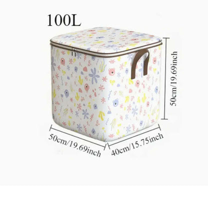 Foldable fabric storage bag with lid