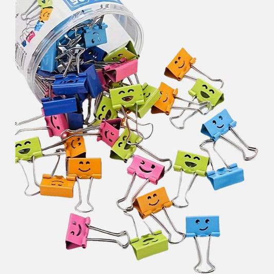 50-pack cartoon face binders (multiple colors available)