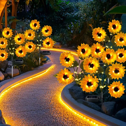 5 Solar powered sunflower LED lights
