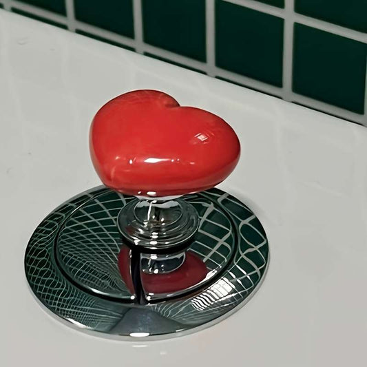 Colorful heart shaped toilet tank button