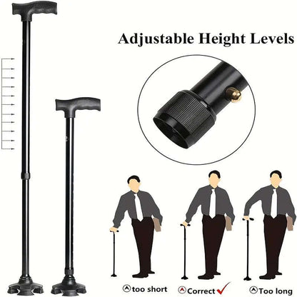 Aluminum adjustable telescopic height walking stick