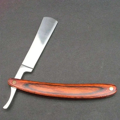 Retro folding wooden handle old fashioned razor