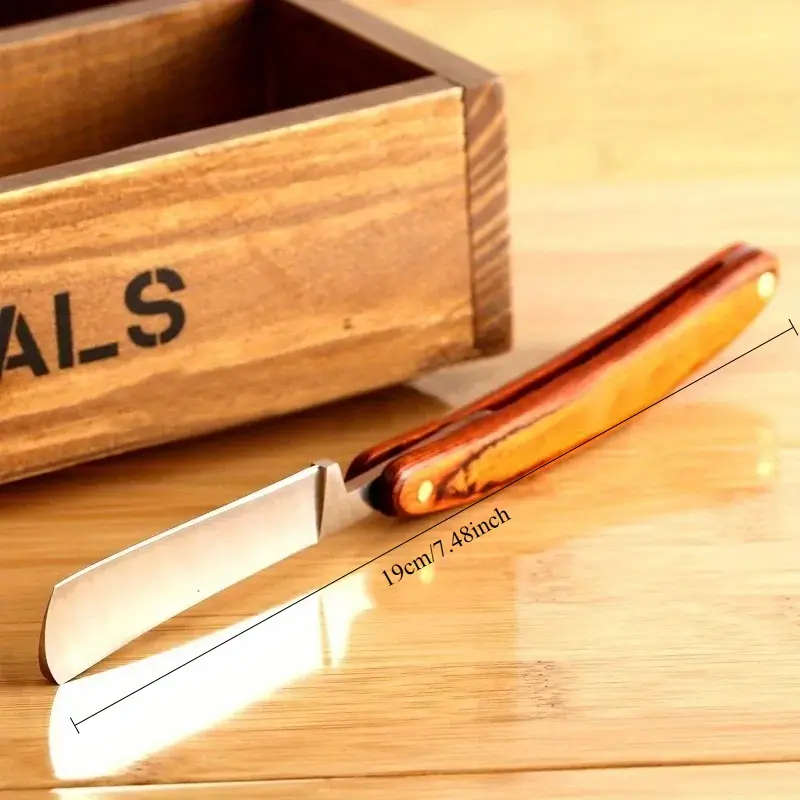 Retro folding wooden handle old fashioned razor