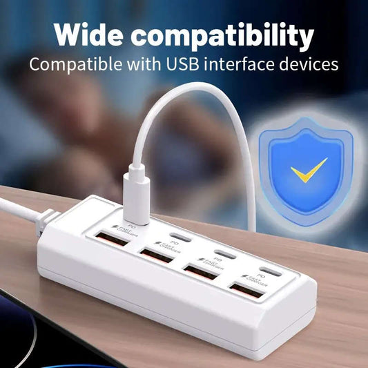 8-port USB to 4USB+4Type-C interface 25W hub
