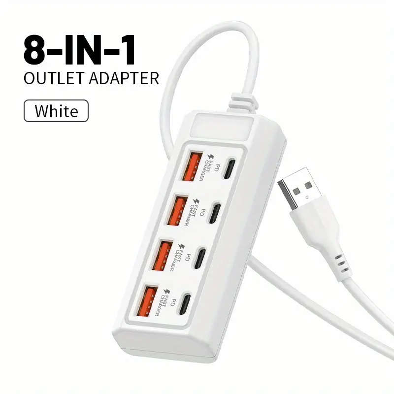 8-port USB to 4USB+4Type-C interface 25W hub