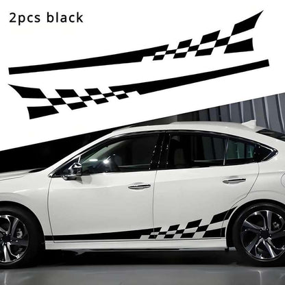 Set of Two Glossy Checkered Flag Racing Decals - Self Adhesive