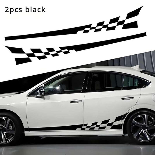 Set of Two Glossy Checkered Flag Racing Decals - Self Adhesive