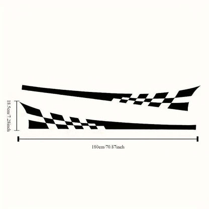 Set of Two Glossy Checkered Flag Racing Decals - Self Adhesive