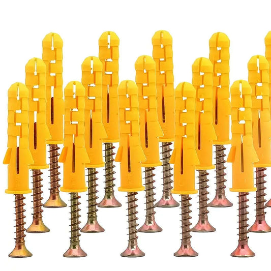 214pcs Heavy Duty Yellow Plastic Expansion Screw Anchor Set
