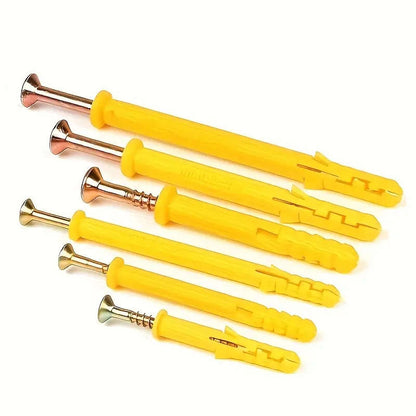 214pcs Heavy Duty Yellow Plastic Expansion Screw Anchor Set