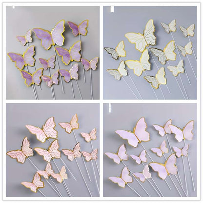 A set of cake decoration inserts with delicate gold rims