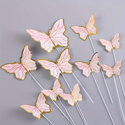 A set of cake decoration inserts with delicate gold rims