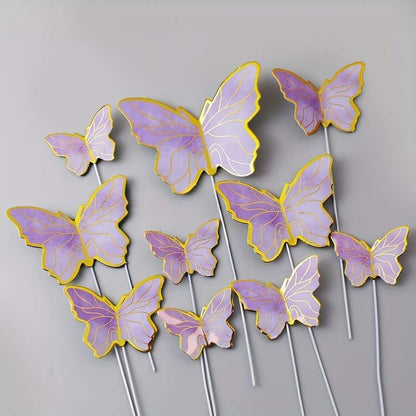 A set of cake decoration inserts with delicate gold rims