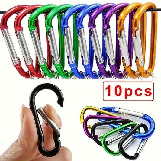 10 Pack Vitality Mini Carabiner Keychain Durable Aluminum Alloy Spring Hook Clip for Outdoor Cameras