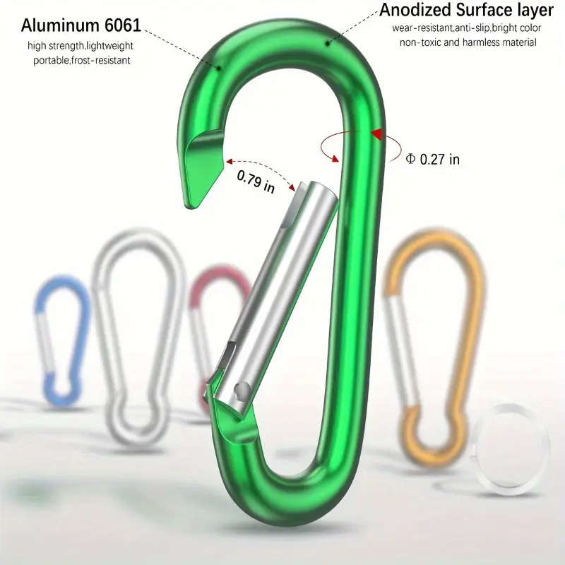 10 Pack Vitality Mini Carabiner Keychain Durable Aluminum Alloy Spring Hook Clip for Outdoor Cameras