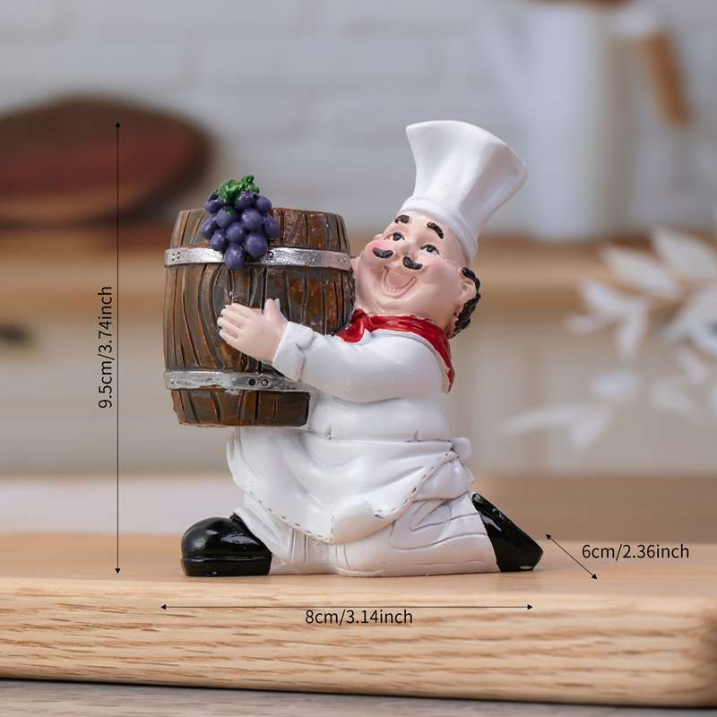 1 piece charming chef themed toothpick holder with wood barrel resin, no power required, perfect for