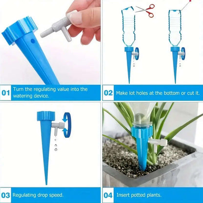 20-pack plant watering drippers with adjustable flow control valve, polypropylene self-irrigating tips