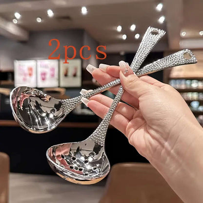 2-pack stainless steel hot pot spoon, soup spoon, colander