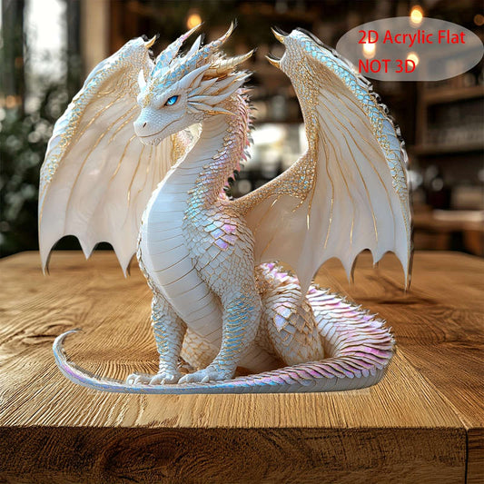 1pc 2D Flat Rainbow Blue Eyes Dragon Sculpture 5.01cm Acrylic Fantasy Desktop Decoration - Realis