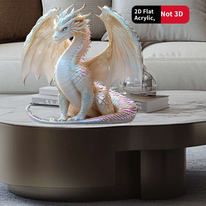 1pc 2D Flat Rainbow Blue Eyes Dragon Sculpture 5.01cm Acrylic Fantasy Desktop Decoration - Realis
