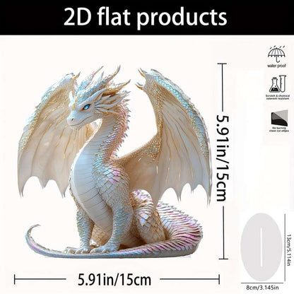 1pc 2D Flat Rainbow Blue Eyes Dragon Sculpture 5.01cm Acrylic Fantasy Desktop Decoration - Realis