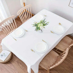 White rectangular disposable tablecloth