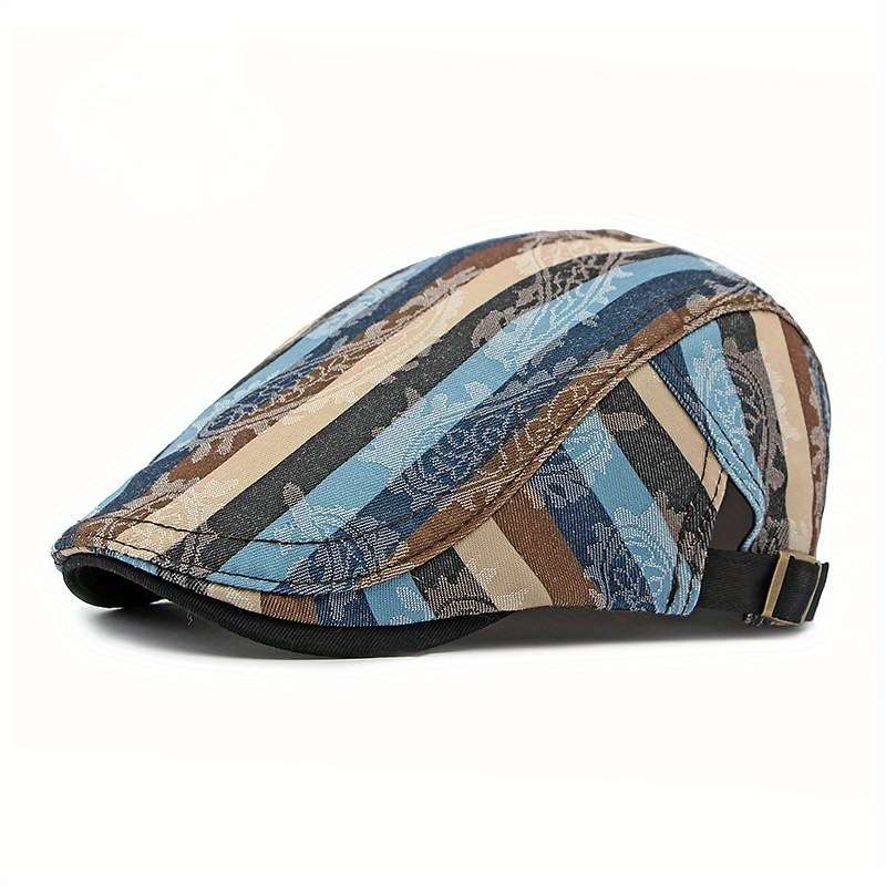 1pcs Fashion Striped Beret Hat for Men and Women Lightweight Non-Stretch Hand Washable Polyester Painter Hat