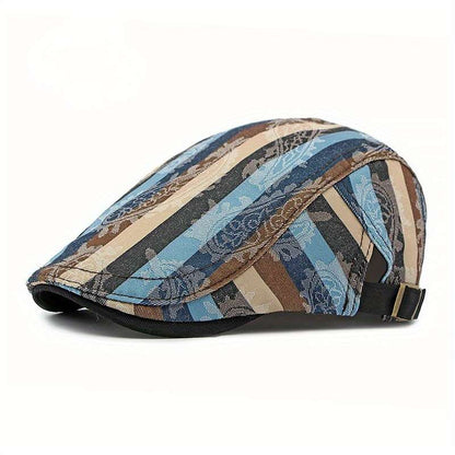 1pcs Fashion Striped Beret Hat for Men and Women Lightweight Non-Stretch Hand Washable Polyester Painter Hat