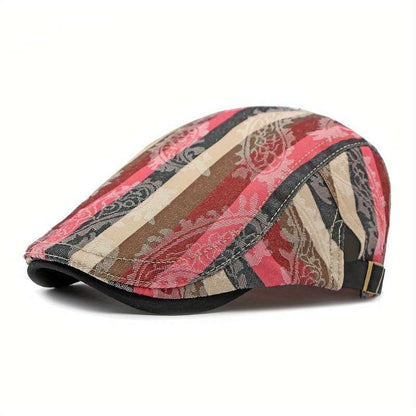 1pcs Fashion Striped Beret Hat for Men and Women Lightweight Non-Stretch Hand Washable Polyester Painter Hat