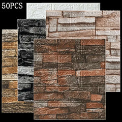 50 pieces of brick pattern self-adhesive 3D wall stickers