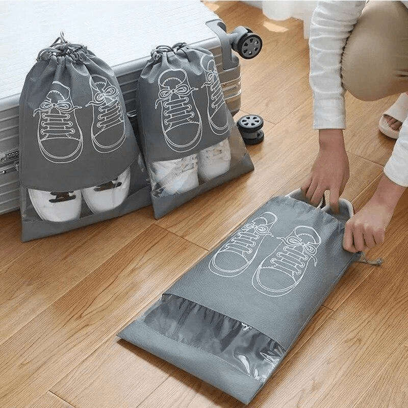 5 dustproof shoe bags with drawstrings